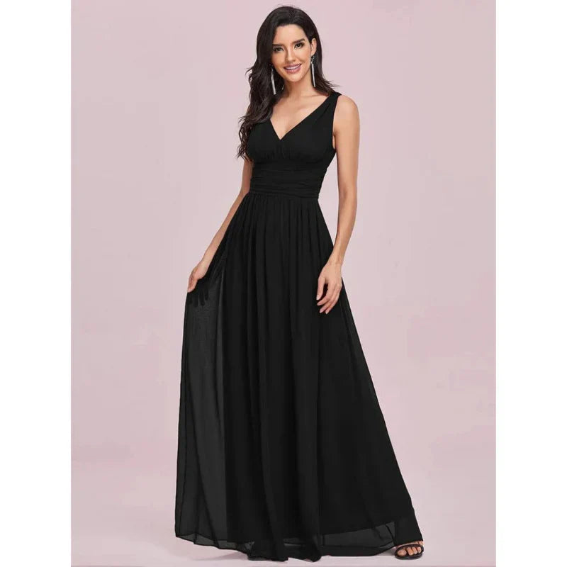 Manon – Robe maxi sans manches à col en V femme