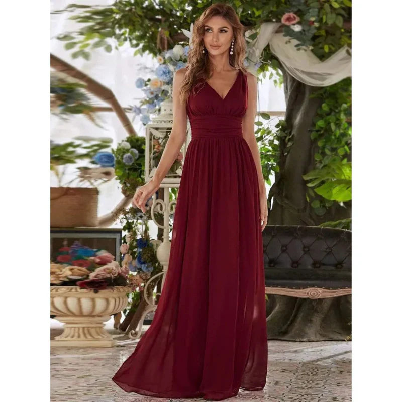 Manon – Robe maxi sans manches à col en V femme