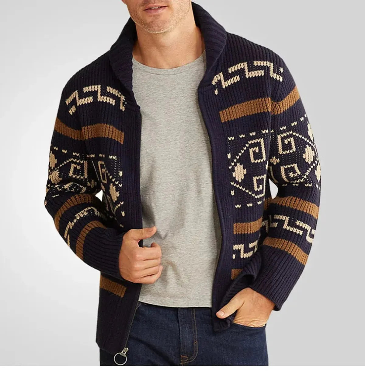 Clément – Gilet en maille zippé avec col rabattu homme