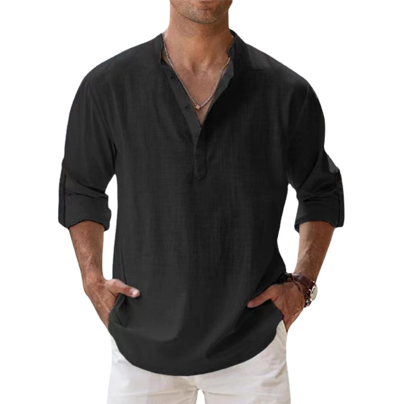 Chemise en lin pour homme à col boutonné alliant légèreté estivale et élégance décontractée