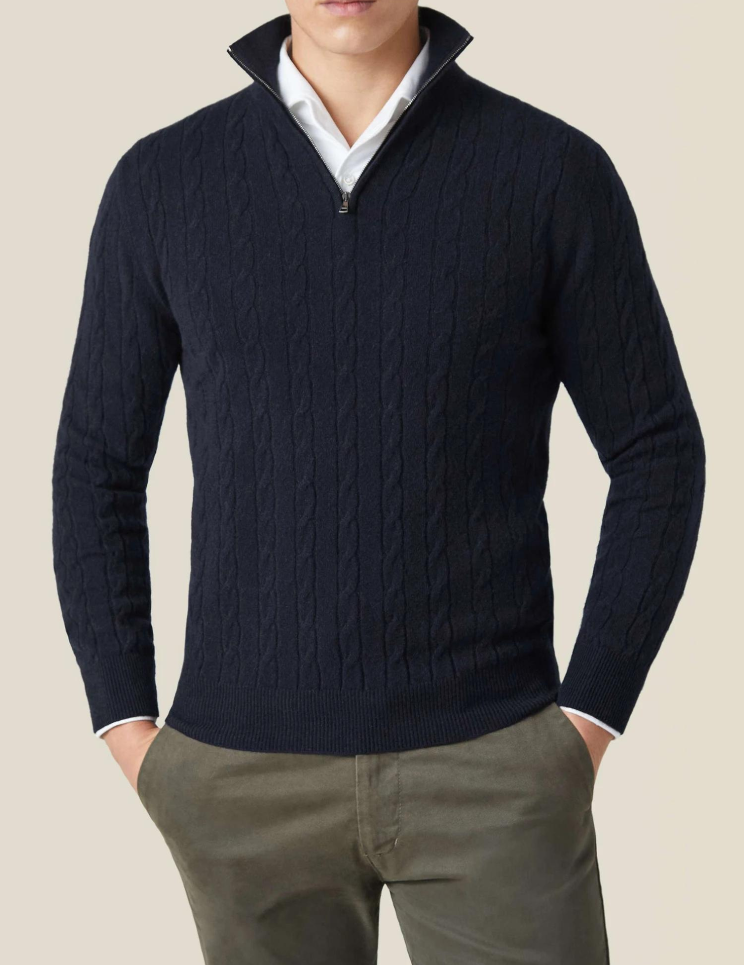 Théo – Pull zippé torsadé homme