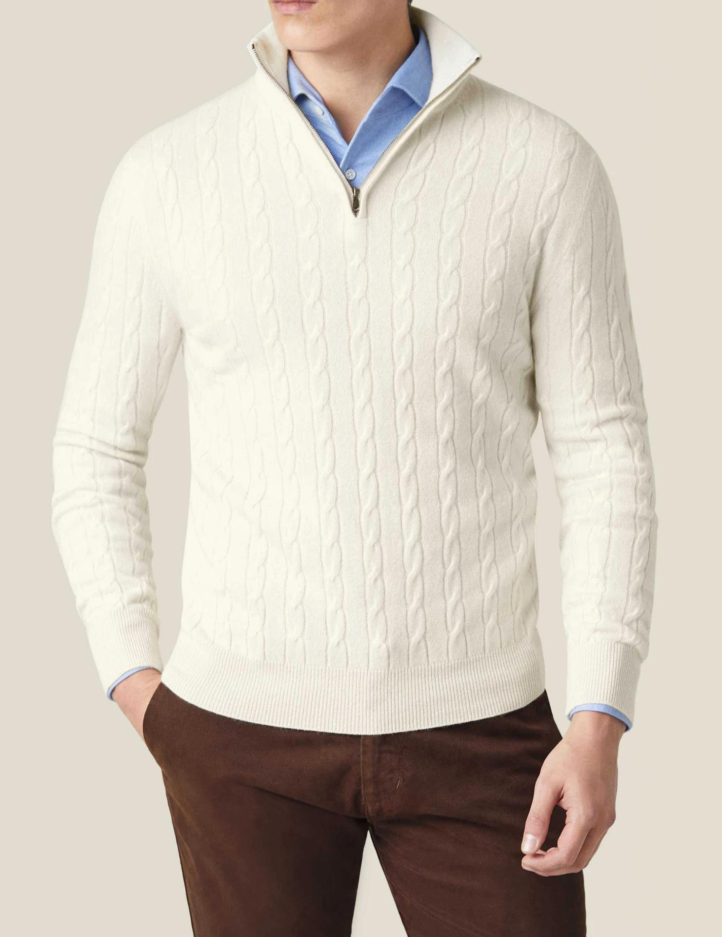 Théo – Pull zippé torsadé homme