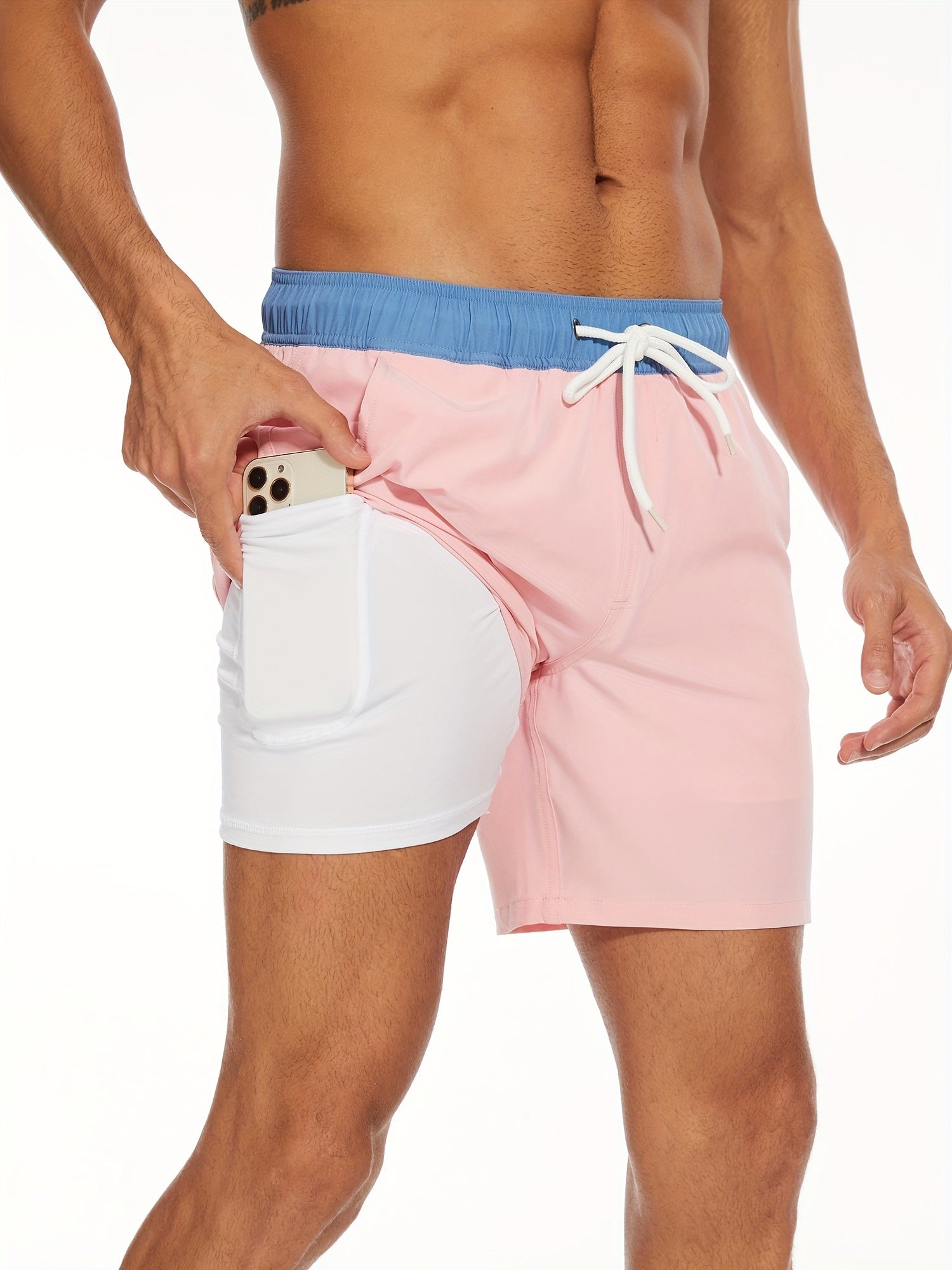 Short de bain homme léger séchage rapide à poche téléphone