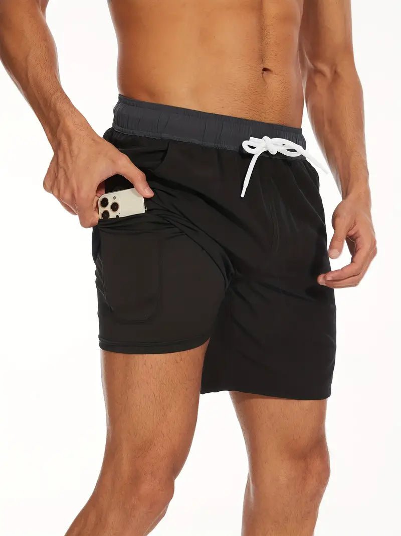 Short de bain homme léger séchage rapide à poche téléphone