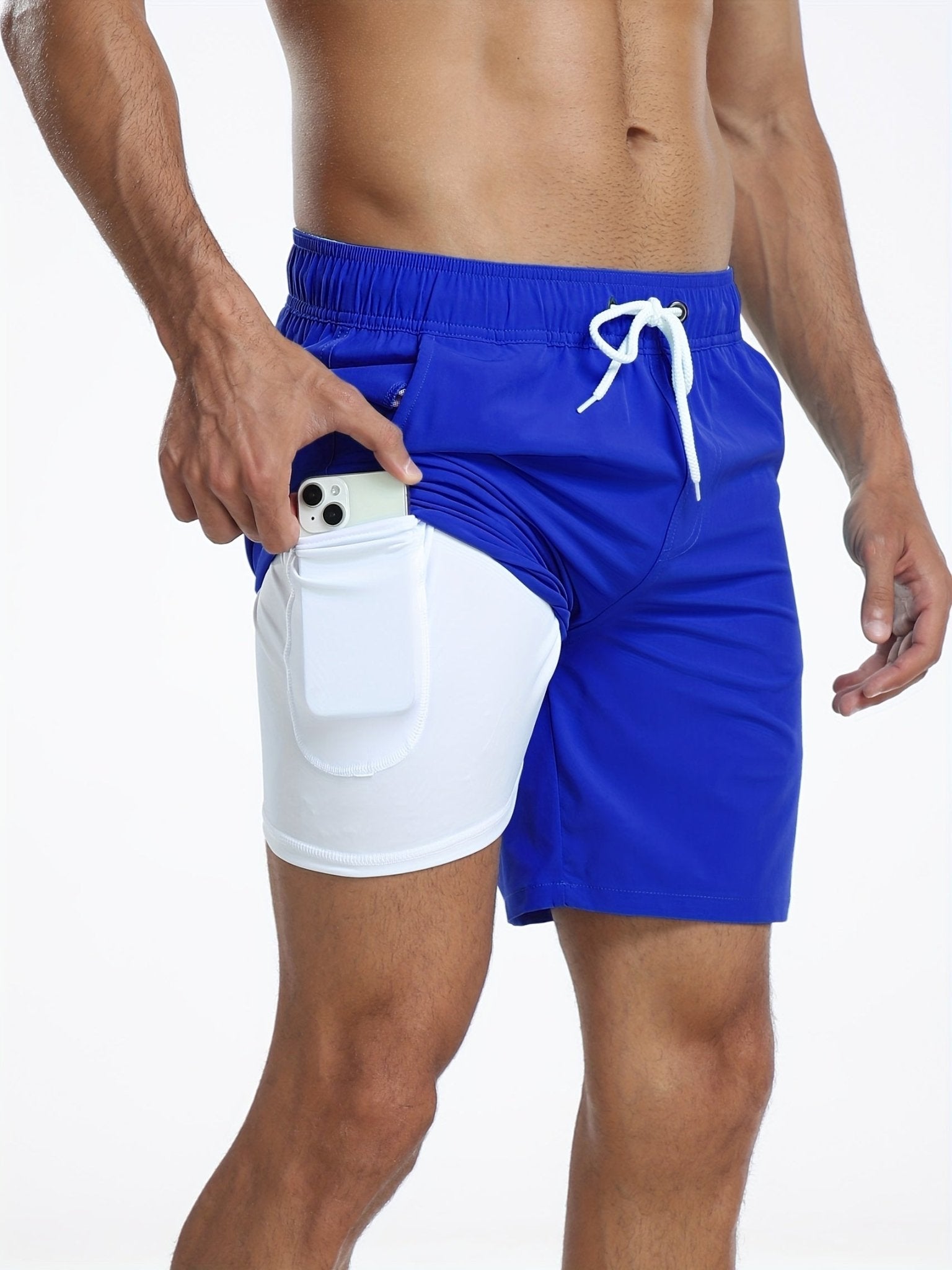 Short de bain homme léger séchage rapide à poche téléphone