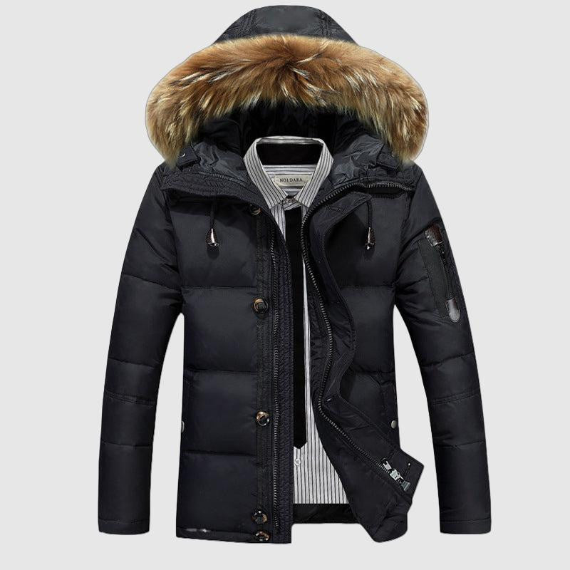 Louis – Manteau homme hiver matelassé avec col en fausse fourrure