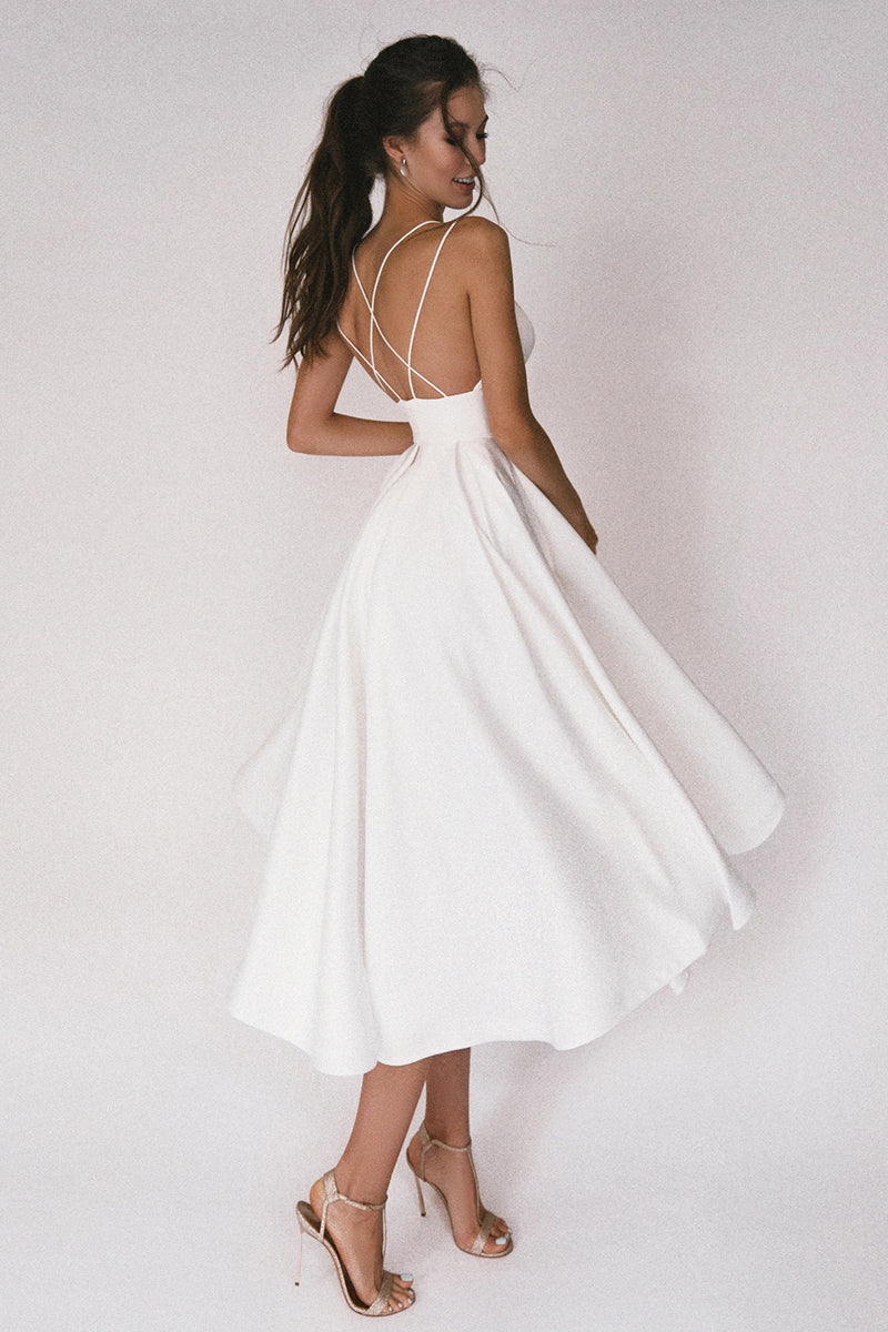 Amélie – Robe midi de soirée à col en V femme