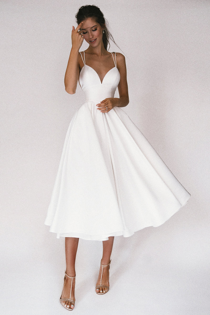 Amélie – Robe midi de soirée à col en V femme
