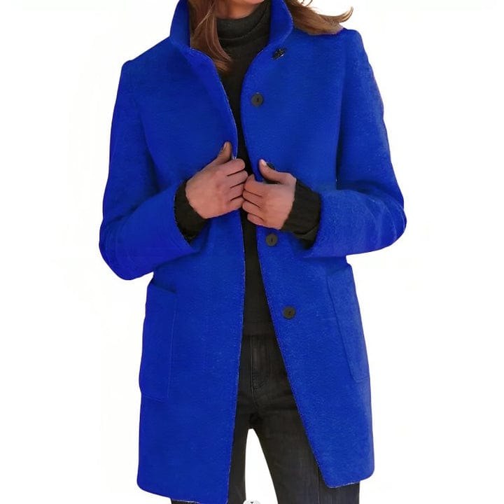 Manteau en laine pour femme automne chaud structuré en tissu feutré coupe droite Eléonore