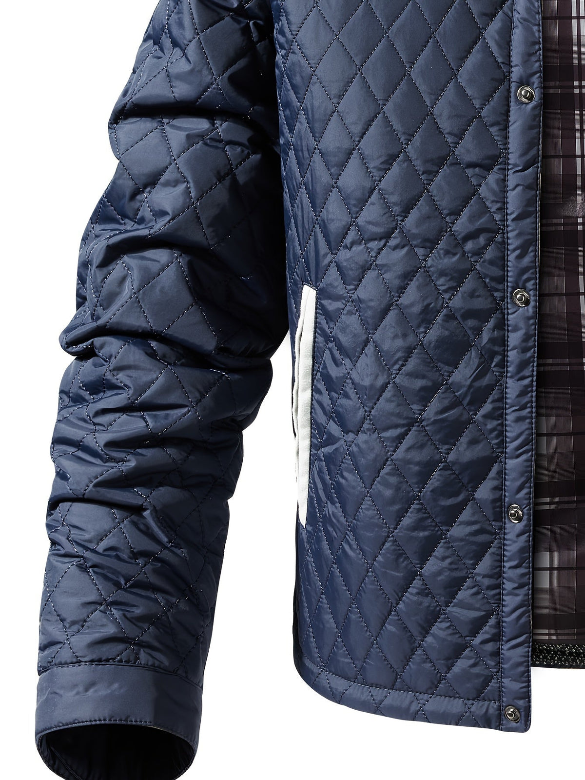 Doudoune homme matelassée courte à empiècements tricot et passepoils contrastants