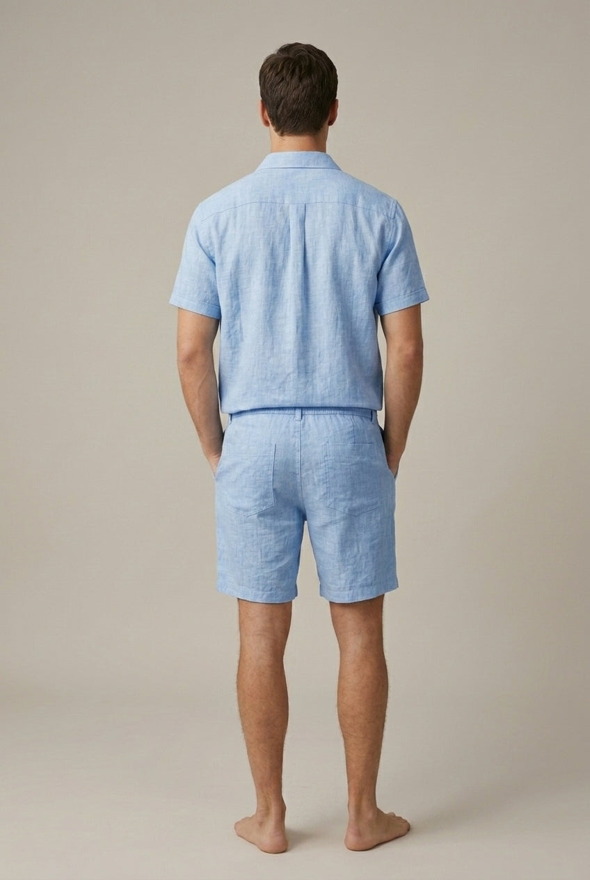 Ensemble homme en lin, chemise à manches courtes et short d'été