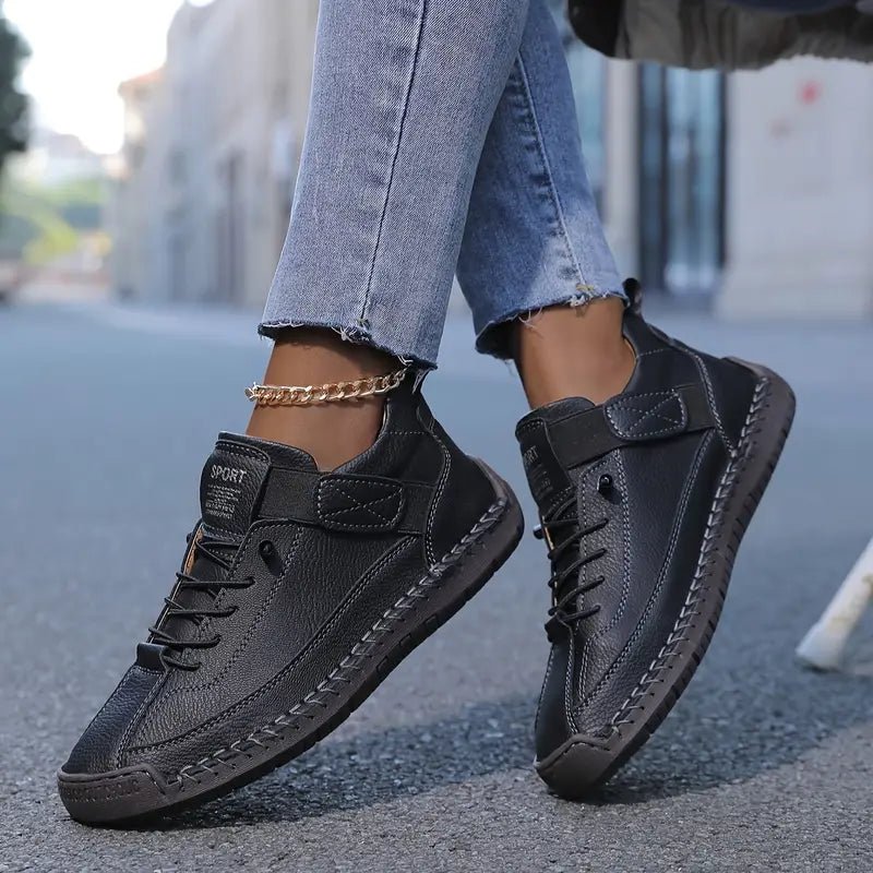 Baskets femme en cuir à enfiler élastique, bout large et semelle EVA 4