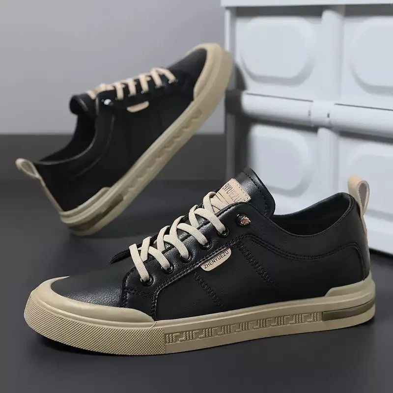 Baskets homme bicolores à lacets coupe basse 8