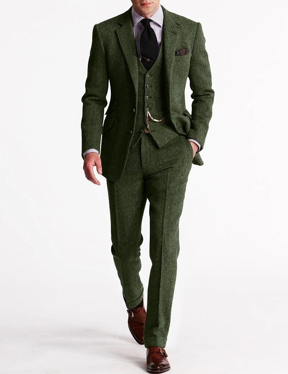 Costume smoking tweed pour homme élégant et raffiné en laine coupe ajustée Émile