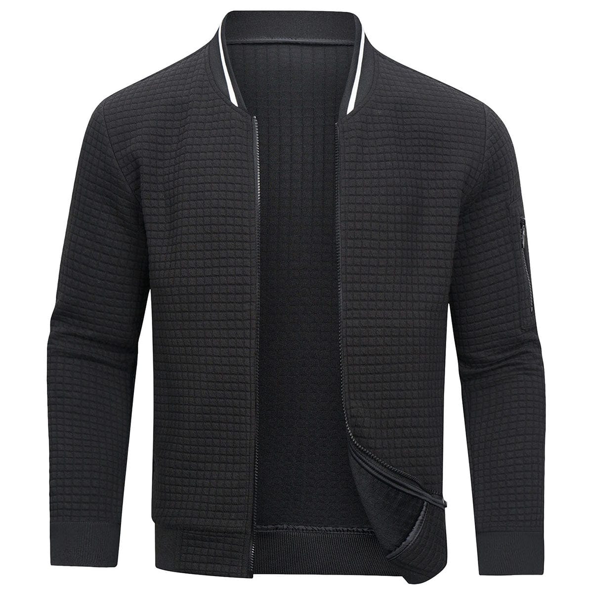 Veste zippée matelassée pour homme automne chaude confortable en tissu technique avec col bomber Pablo