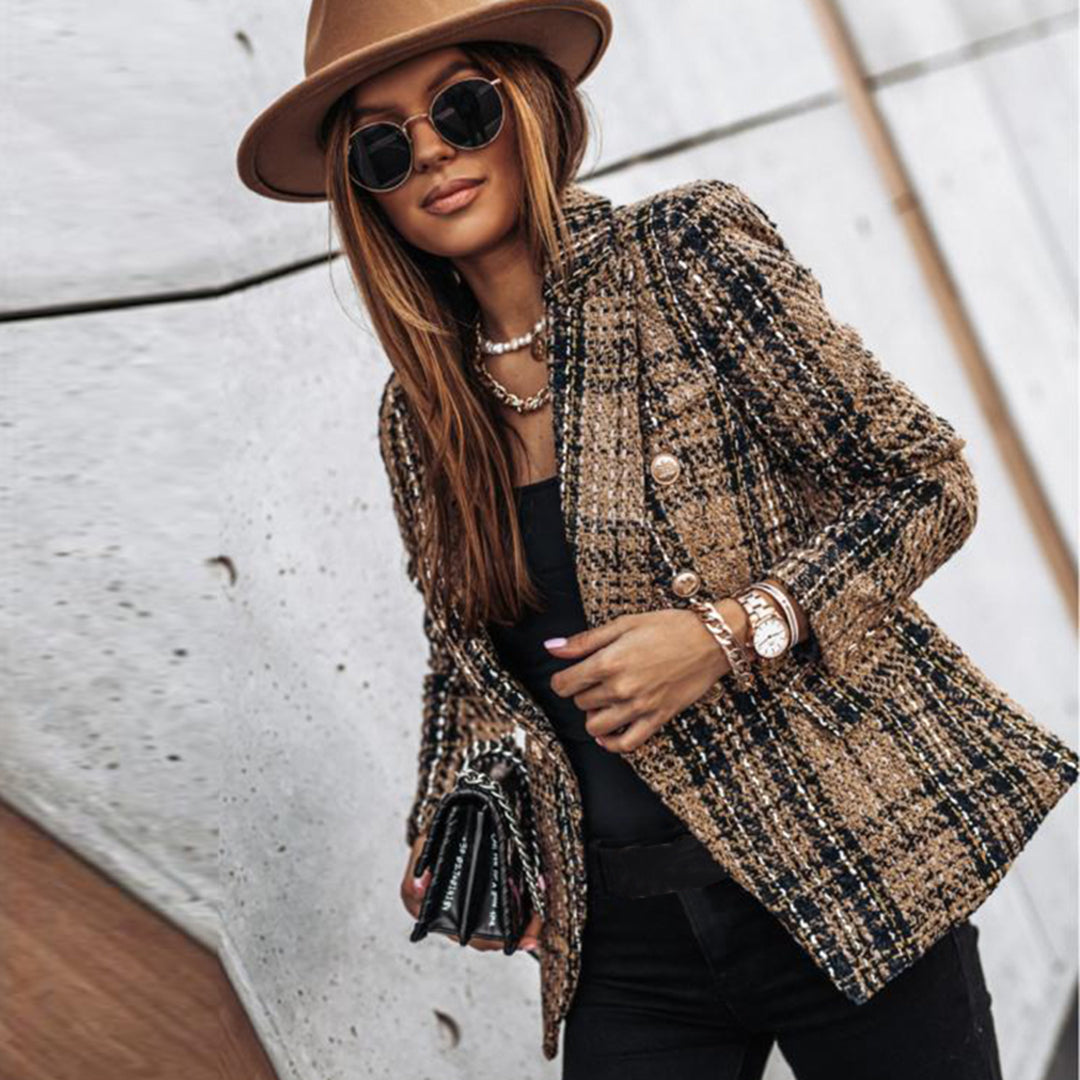 Blazer femme cintré à simple boutonnage et manches longues 1