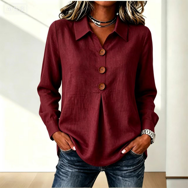 Blouse femme à col classique avec boutons décoratifs 11