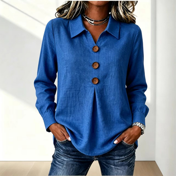 Blouse femme à col classique avec boutons décoratifs 15