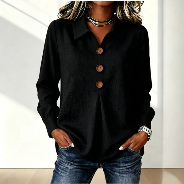 Blouse femme à col classique avec boutons décoratifs 4