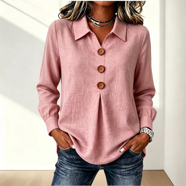 Blouse femme à col classique avec boutons décoratifs 5