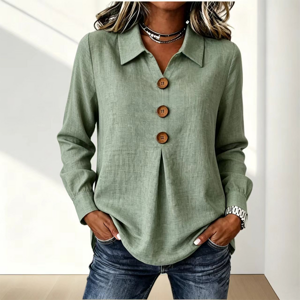 Blouse femme à col classique avec boutons décoratifs 7