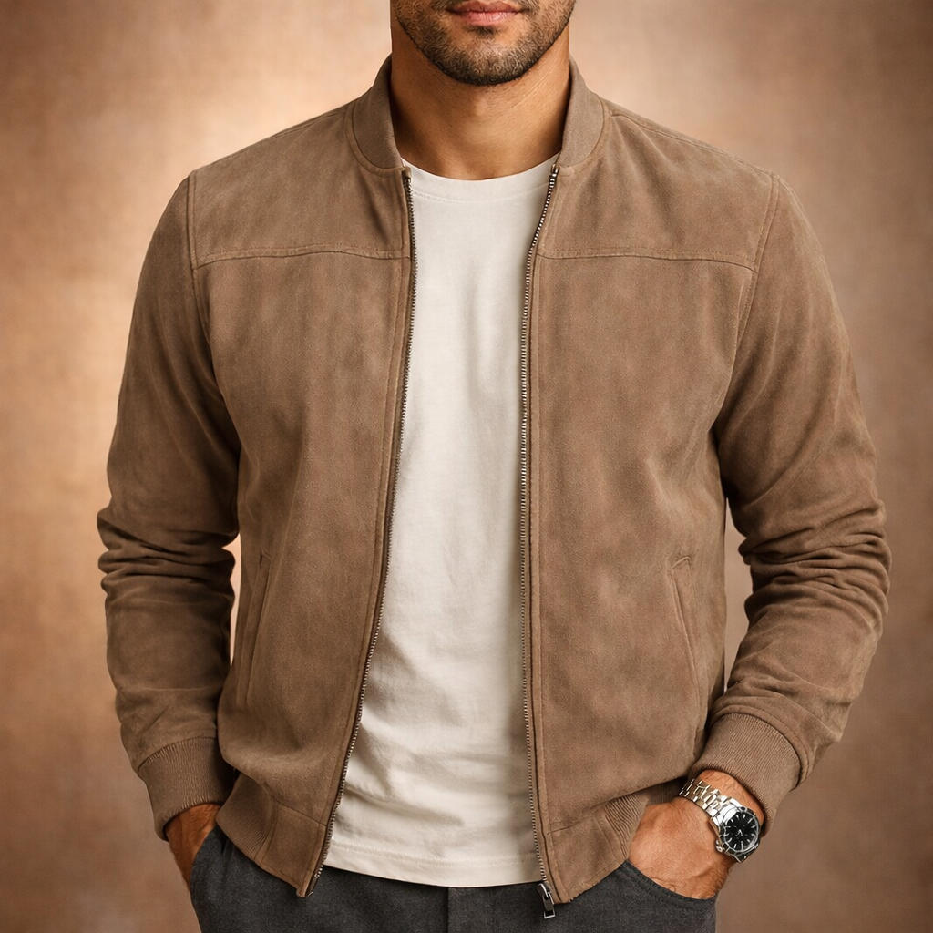 Bomber homme aspect daim léger et respirant à coupe ajustée 1