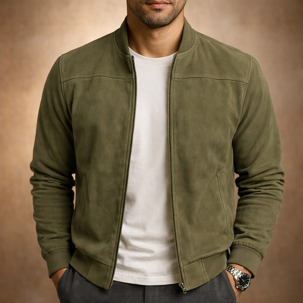 Bomber homme aspect daim léger et respirant à coupe ajustée 2