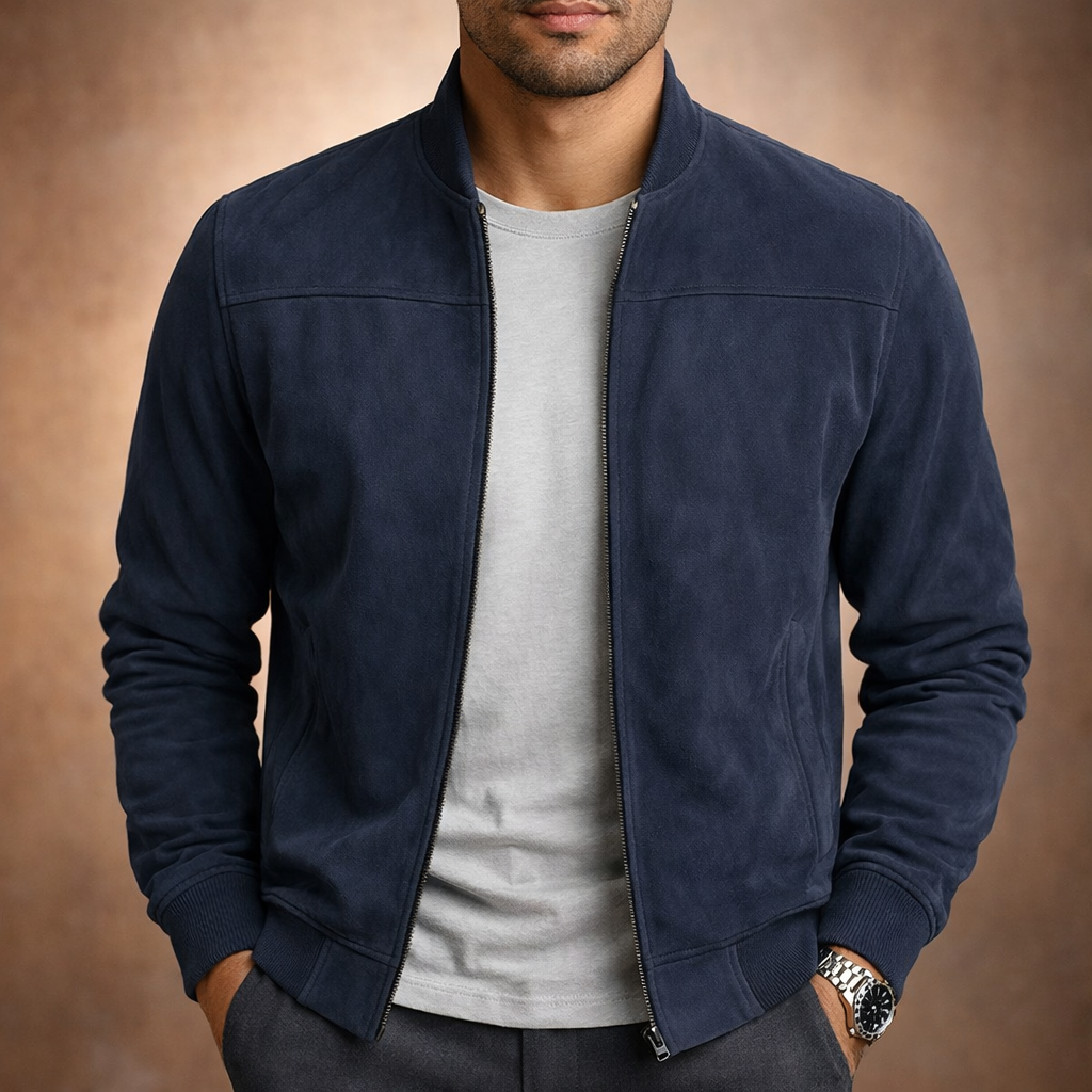Bomber homme aspect daim léger et respirant à coupe ajustée 3