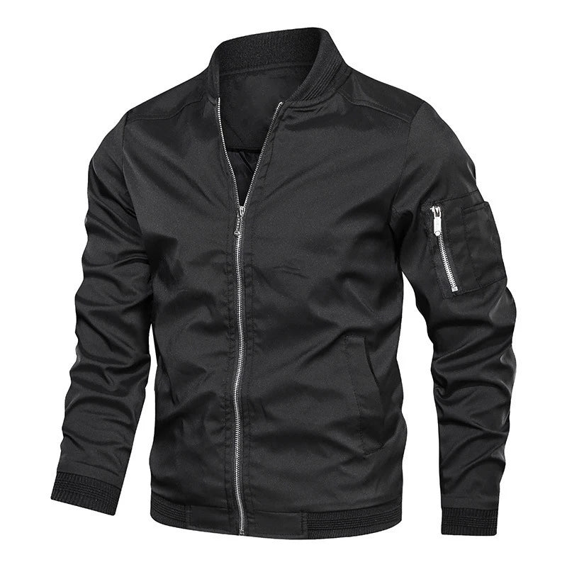 Bomber homme zippé à bords-côtes élastiques et zips décoratifs 1