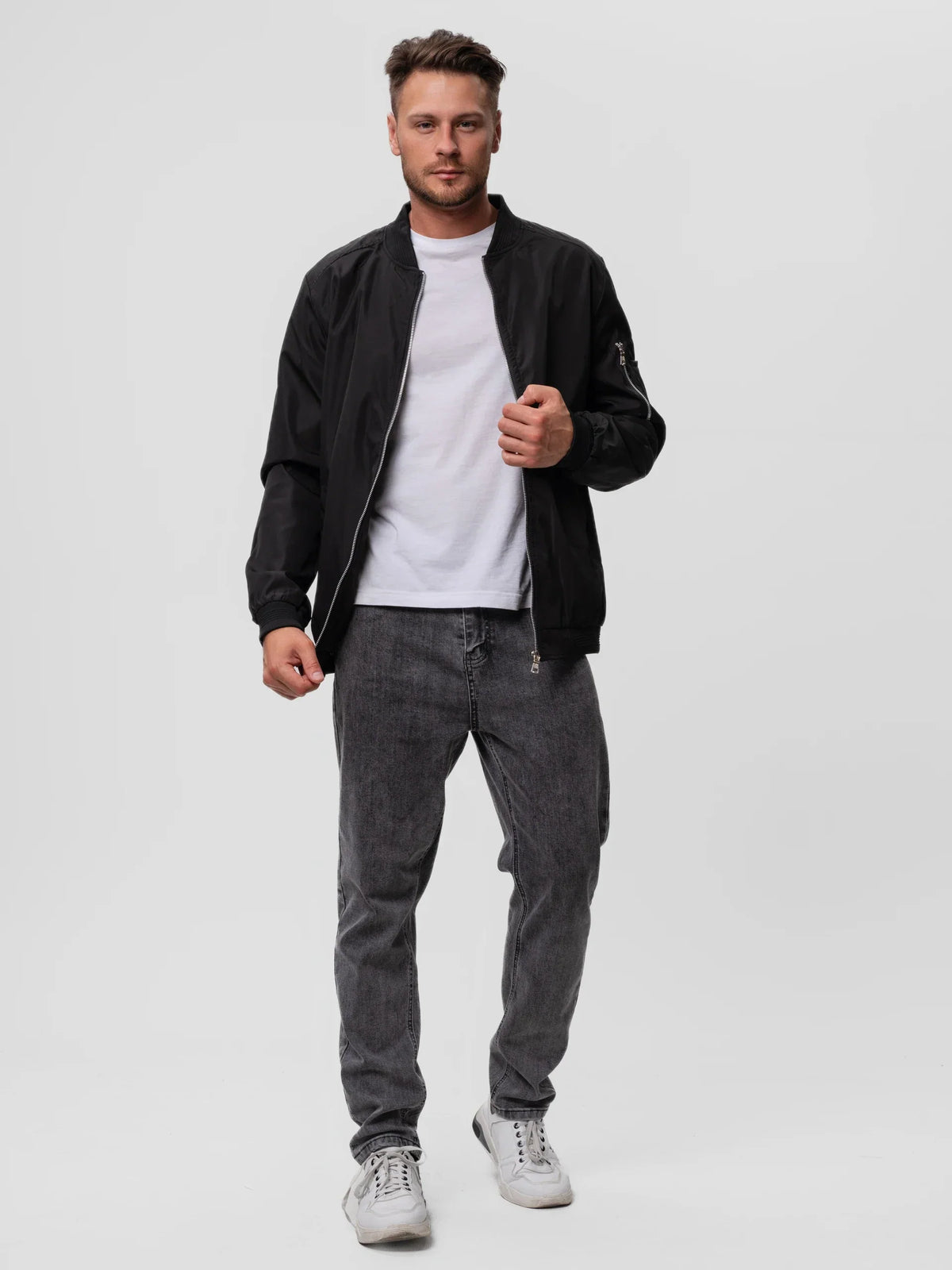 Bomber homme zippé à bords-côtes élastiques et zips décoratifs 7