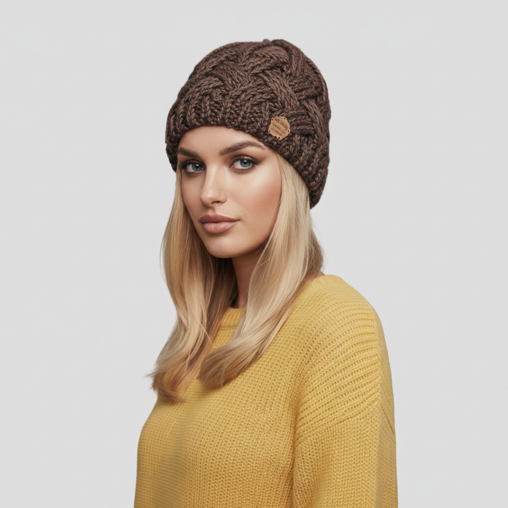 Bonnet en maille torsadée femme 10