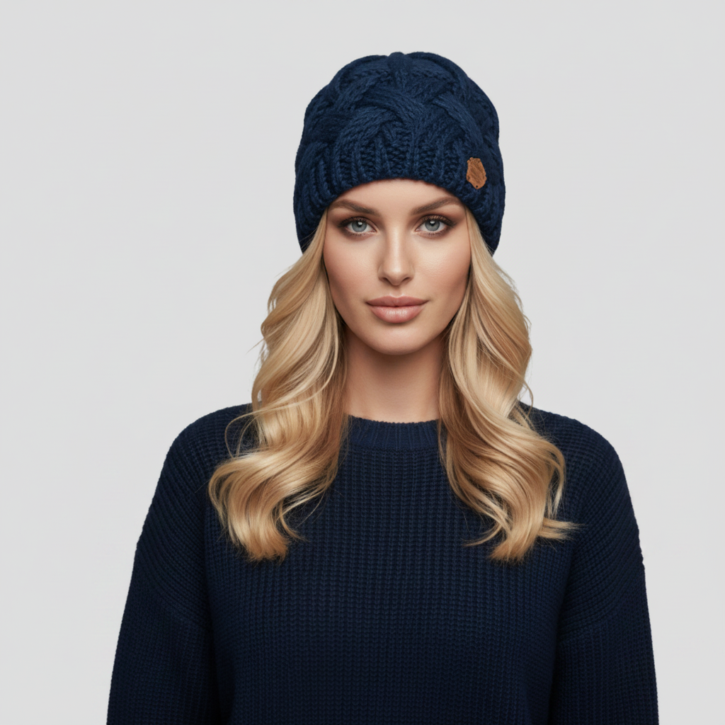 Bonnet en maille torsadée femme 3