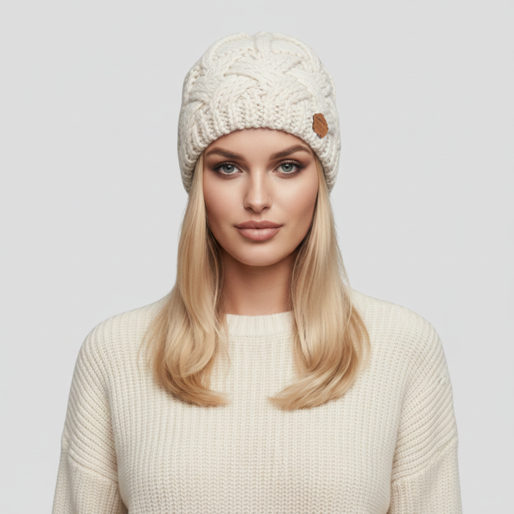 Bonnet en maille torsadée femme 4