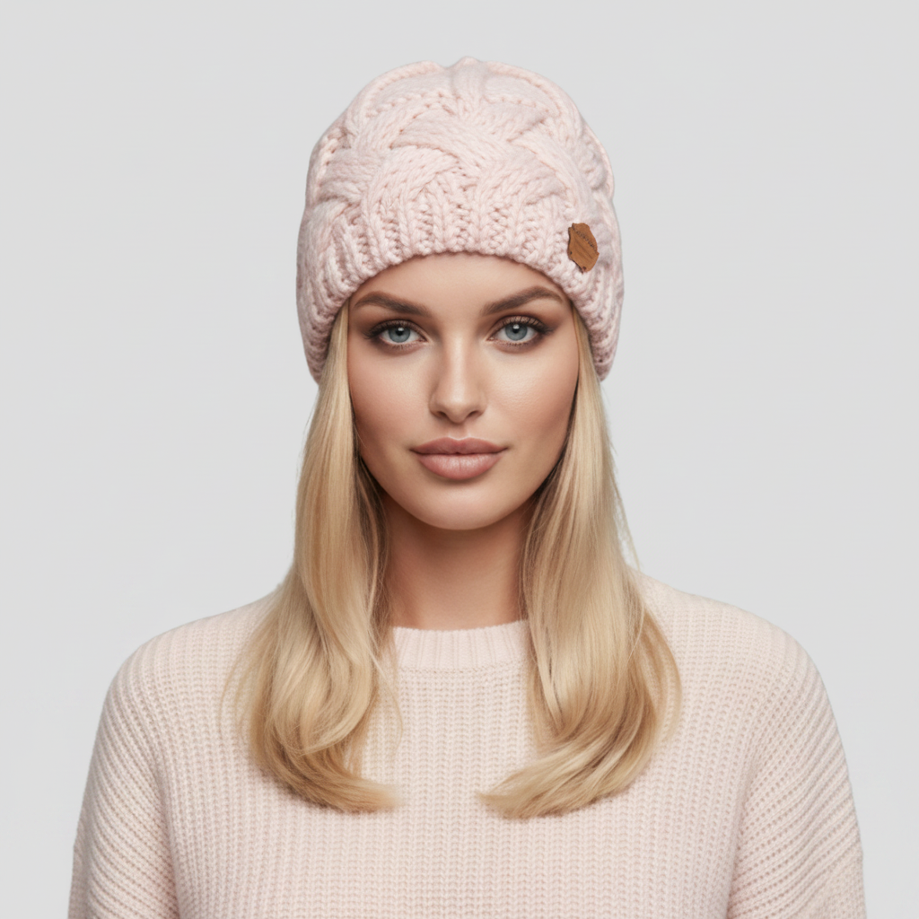 Bonnet en maille torsadée femme 5