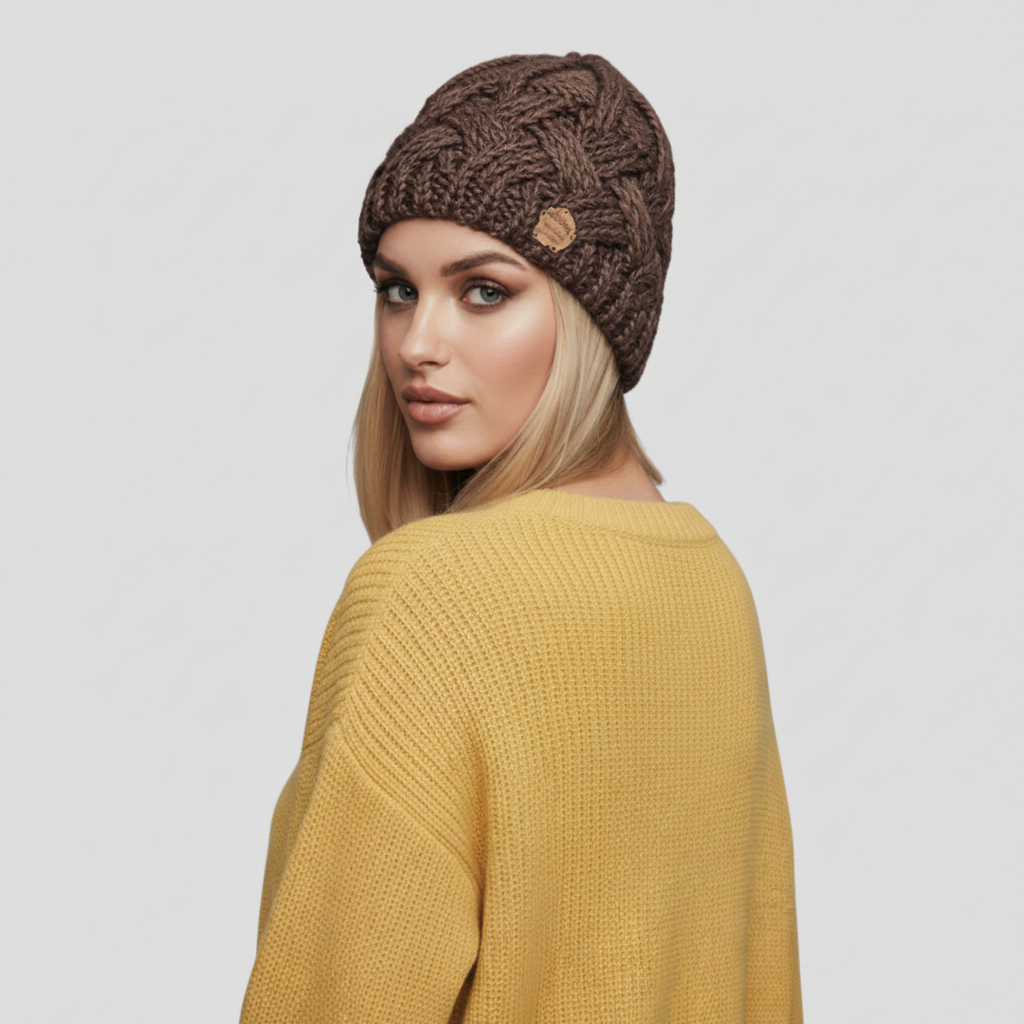 Bonnet en maille torsadée femme 9