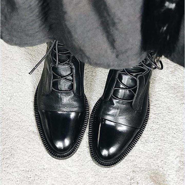 Bottes à lacets en cuir femme mi-mollet à talon bloc 5