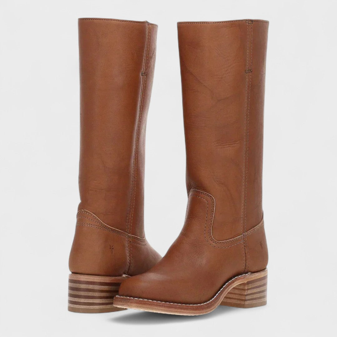 Bottes cavalières femme hautes en cuir à talon bloc 4
