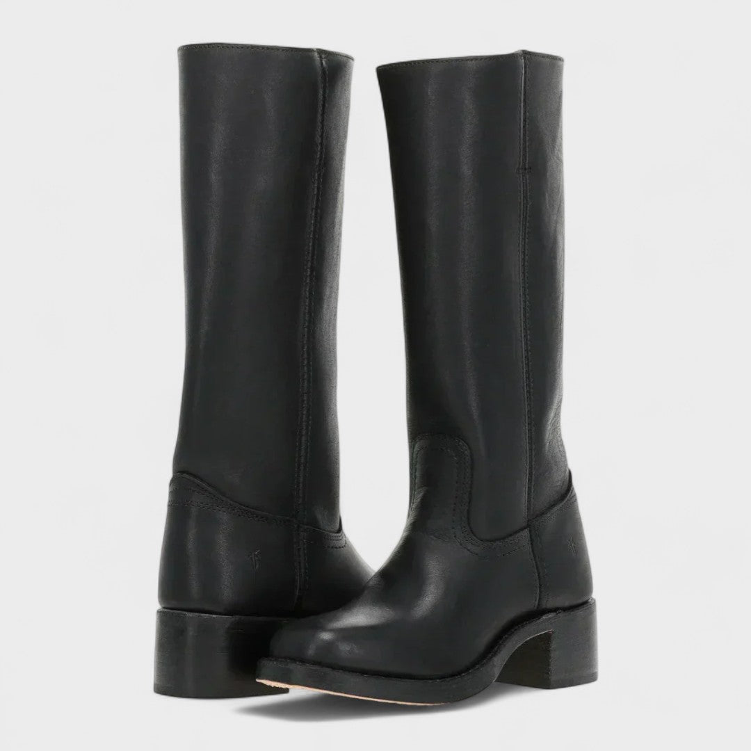 Bottes cavalières femme hautes en cuir à talon bloc 5