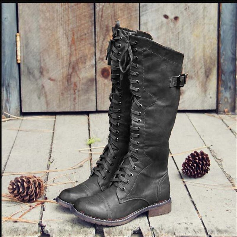 Bottes cavalières hautes femme à lacets et boucle 3