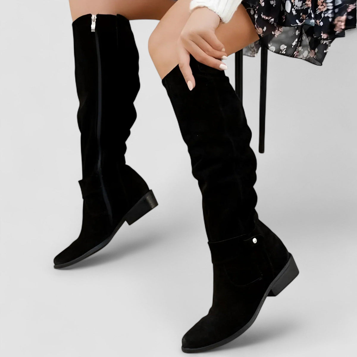 Bottes femme confortables à talon et coupe large 9
