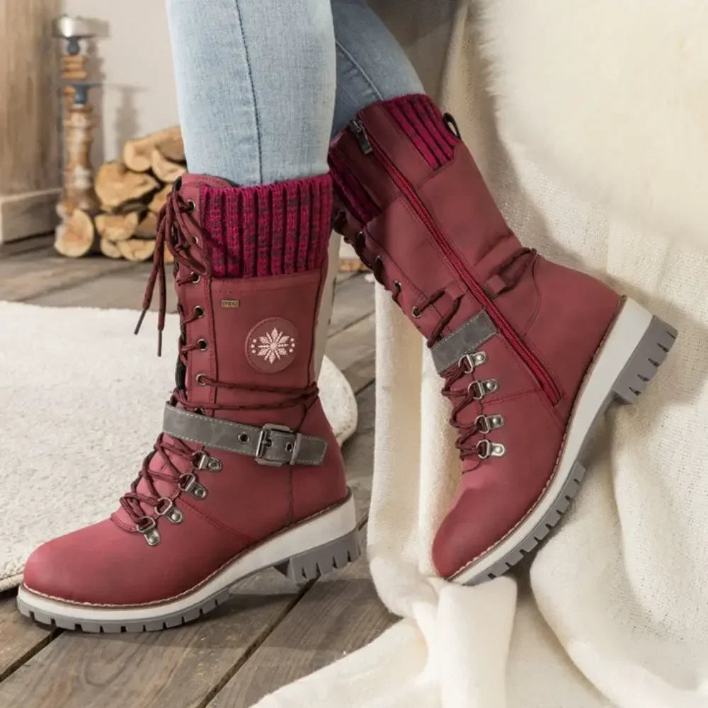 Bottes hautes femme d'hiver à lacets, boucle et semelle antidérapante 6