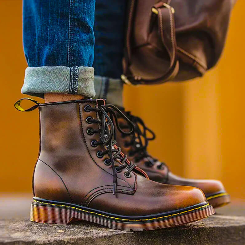 Bottines à lacets homme en cuir à semelle crantée 4