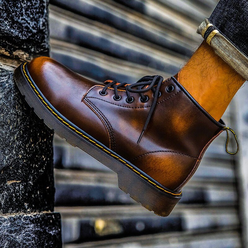 Bottines à lacets homme en cuir à semelle crantée 6