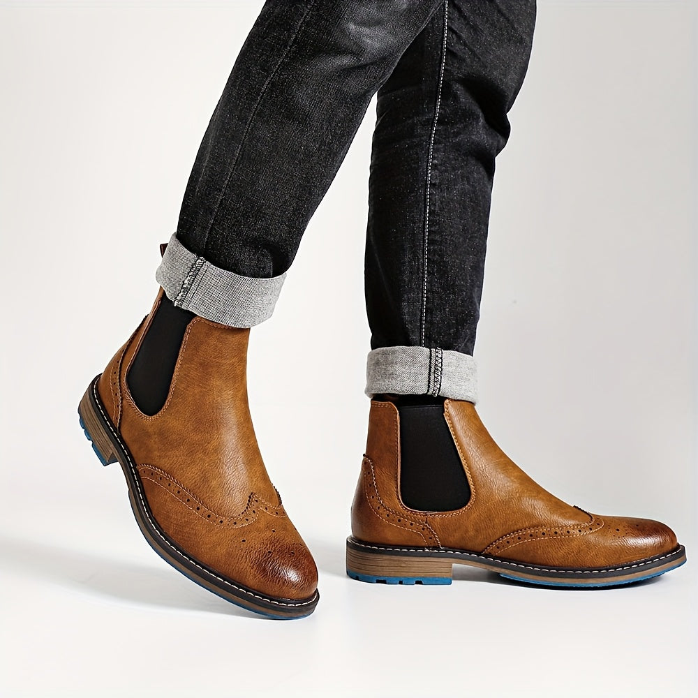 Bottines Chelsea homme à détails brogue 10