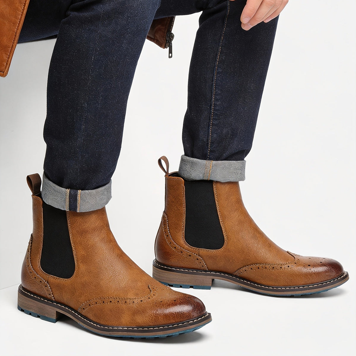 Bottines Chelsea homme à détails brogue 8