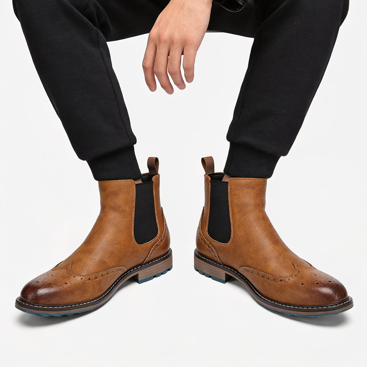 Bottines Chelsea homme à détails brogue 9