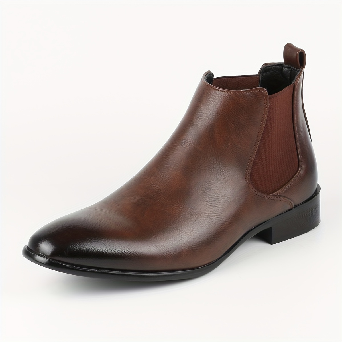 Bottines Chelsea homme en cuir à bout arrondi 1
