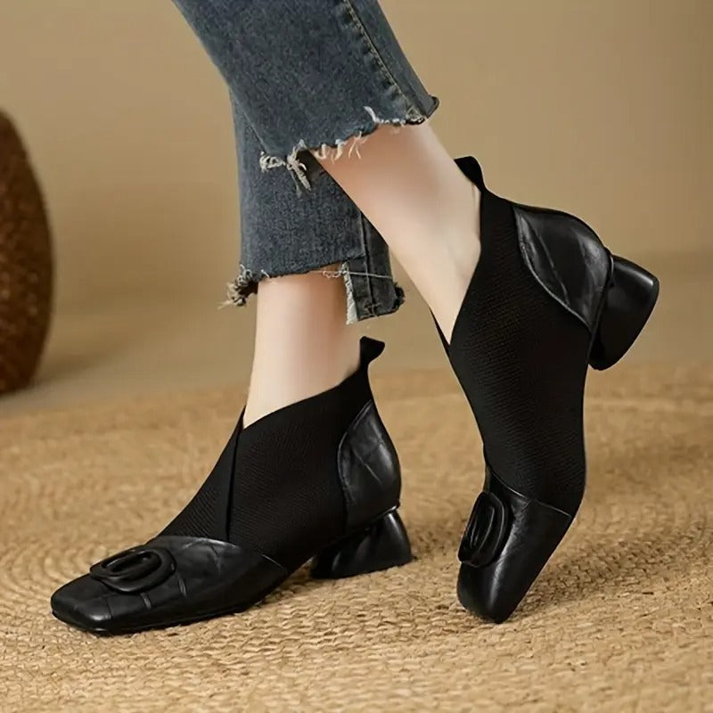 Bottines confort femme en cuir texture croco à talon bloc 2