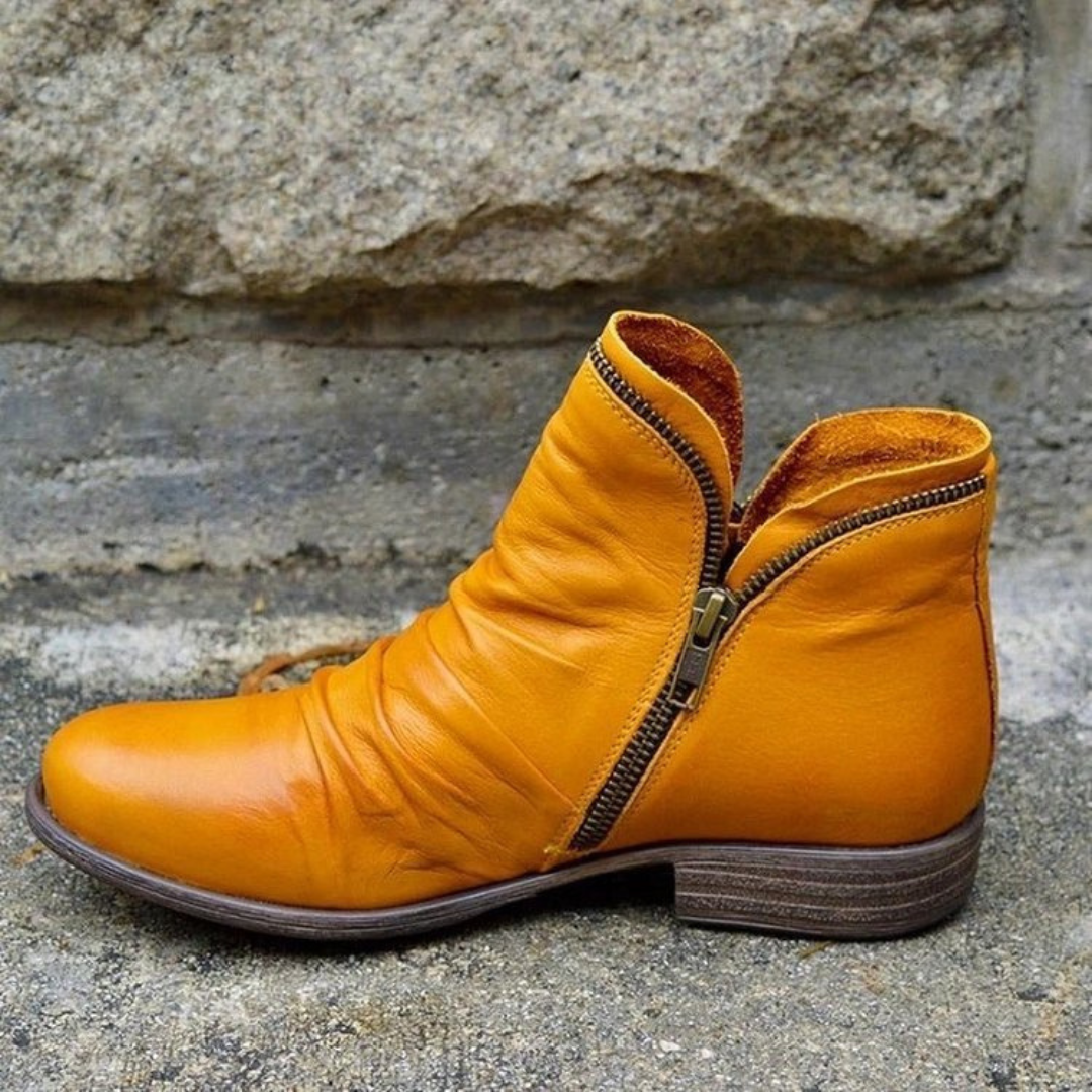 Bottines cuir à zip femme drapées à talon bloc 5