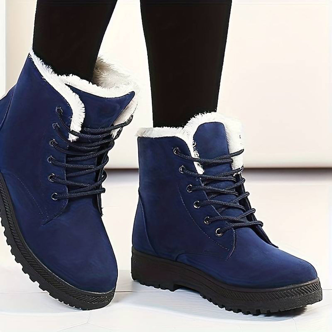 Bottines de neige femme en daim fourrées à lacets 3